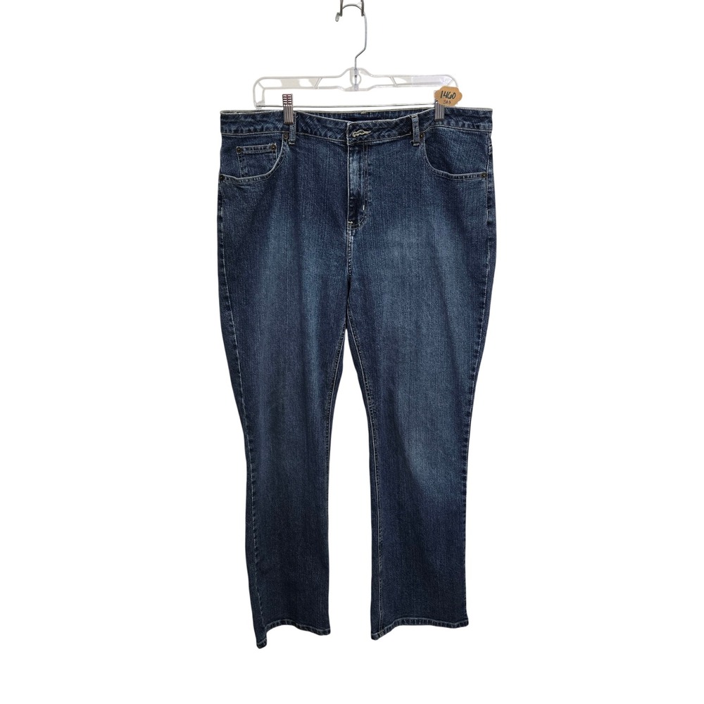 Bill Blass Jeans Womens 14 Dark Wash Straight Leg Stretch Denim Blue Pants 1460‎